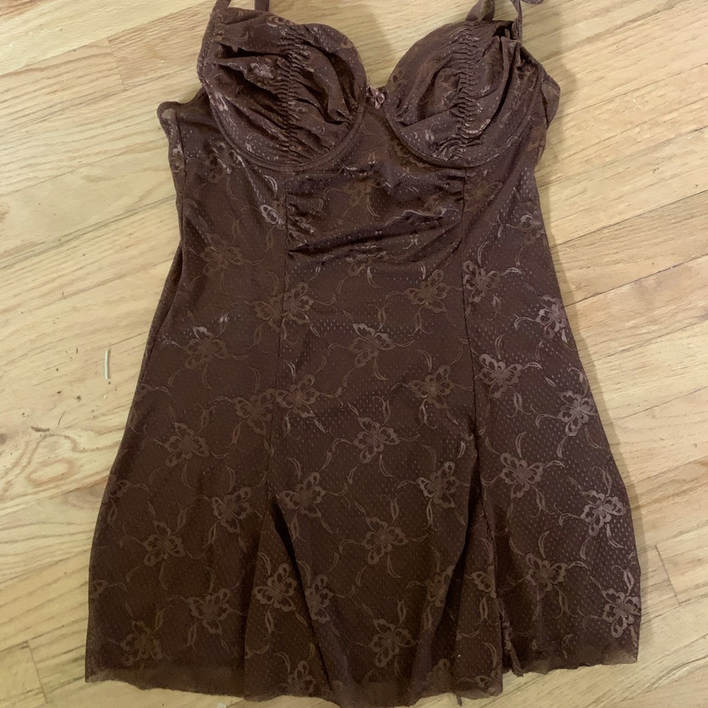 Vintage brown slip mini dress